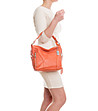 Дамска чанта от естествена кожа в оранжево Werona-4 снимка