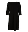 Черна рокля с елементи в цвят корал-1 снимка