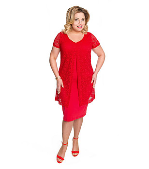 Червена рокля с дантела Piolo снимка