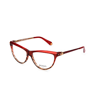 Дамски рамки за очила в червено със златисти елементи снимка