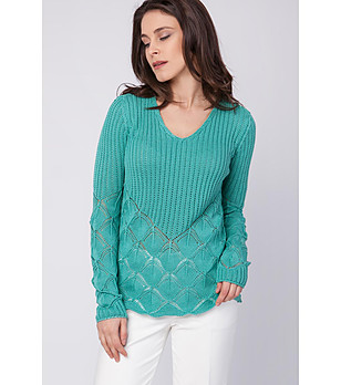 Дамски пуловер Kanira в зелен нюанс снимка