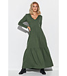 Елегантна памучна рокля в зелен нюанс Ani-3 снимка