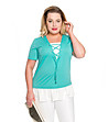 Дамска блуза в синьо-зелен нюанс и бяло Perno-0 снимка