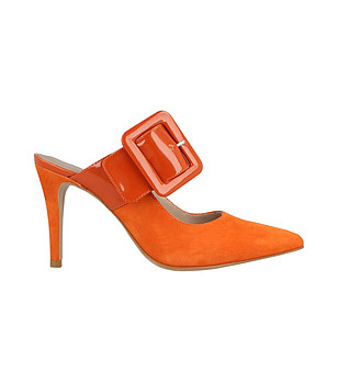 Дамски велурени обувки в оранжев нюанс Eve снимка