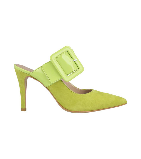 Светлозелени дамски обувки с отворена пета Eve снимка