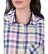 Памучна дамска карирана риза в розово, жълто и синьо Ewа-3 снимка