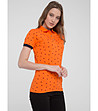 Дамска памучна блуза Dina в оранжев нюанс с ефектен принт-2 снимка
