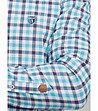 Карирана памучна мъжка риза в цвят тюркоаз Pau-4 снимка