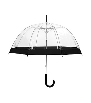 Прозрачен куполообразен чадър с черен кант снимка