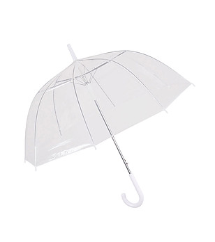 Куполообразен прозрачен чадър с бяла дръжка снимка