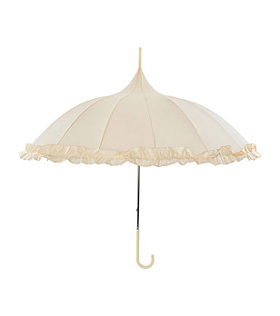 Елегантен дамски чадър в цвят екрю снимка