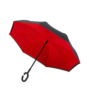 Unisex чадър в черно и червено снимка