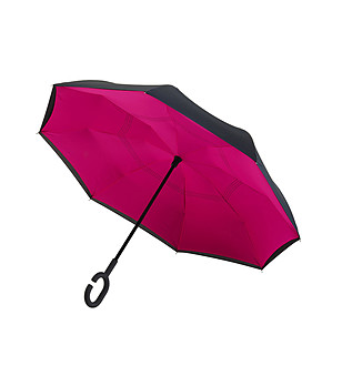 Дамски чадър в розово и черно снимка