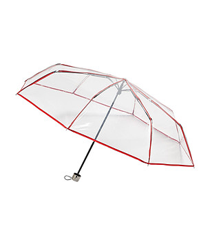Прозрачен дамски чадър с червен кант снимка