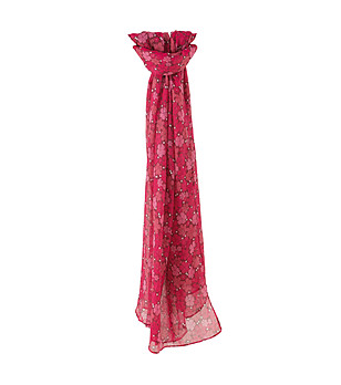 Дамски шал в червено и розово с флорален принт снимка