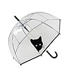 Прозрачен куполообразен чадър с черен принт Любопитно коте-0 снимка