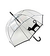 Прозрачен куполообразен чадър с черен принт Котешка разходка-0 снимка