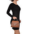 Дамска кожена чанта в цвят коняк Pamela-4 снимка
