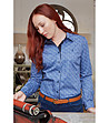 Дамска памучна риза в сини нюанси Claire-2 снимка