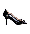 Черни дамски обувки с лъскав ефект -0 снимка