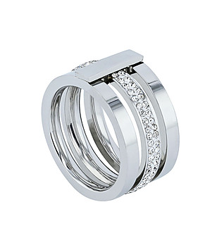 Сребрист дамски пръстен Mala с кристали Swarovski снимка