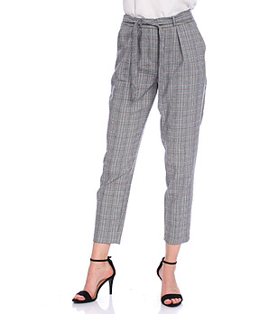 Дамски кариран 7/8 панталон в сиво Tina снимка