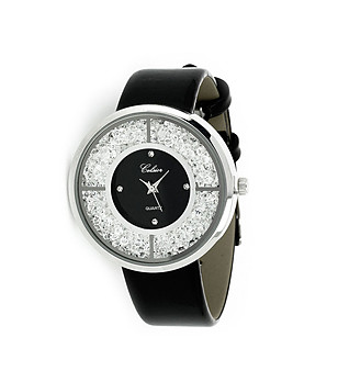 Черен дамски часовник с кристали Swarovski Nina снимка