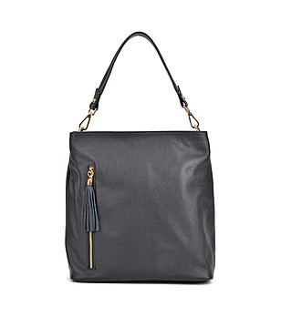 Дамска кожена чанта в черно Zoe снимка