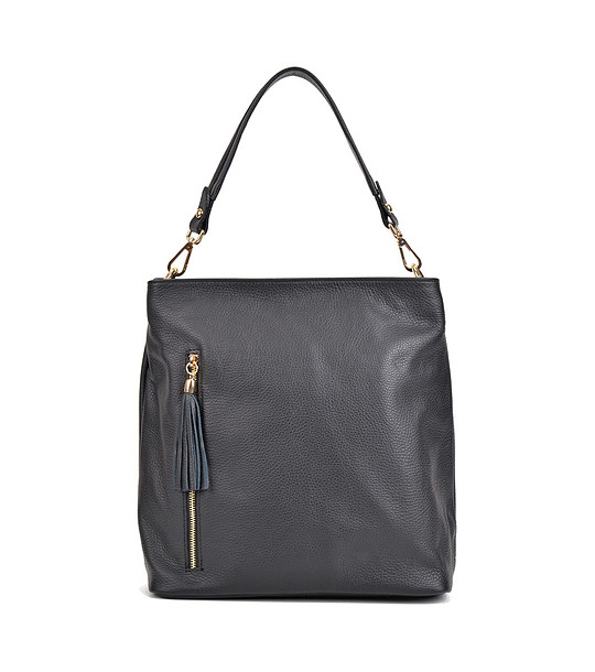 Дамска кожена чанта в черно Zoe снимка