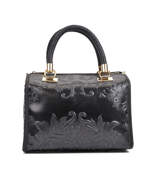 Дамска кожена чанта с ефектен релеф в черно Frederica снимка