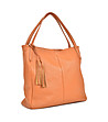 Дамска кожена чанта в цвят коняк Mandy-2 снимка