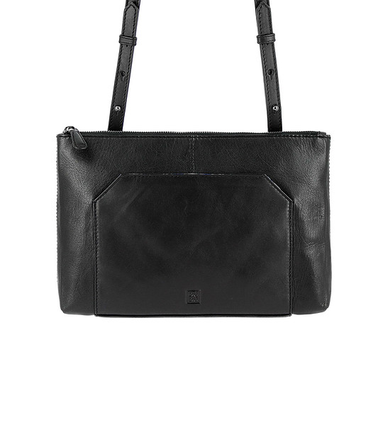 Черна дамска чанта от естествена кожа Thea снимка