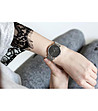 Сребрист дамски часовник с черен циферблат Sanita-1 снимка