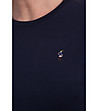 Тъмносиня дамска памучна тениска с фина бродерия Zoie-2 снимка