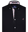 Черна мъжка памучна риза с дълъг ръкав Drew-4 снимка
