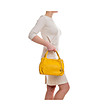 Жълта дамска кожена чанта Nika-4 снимка