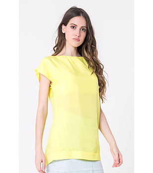 Асиметрична дамска блуза в жълто Tracy снимка