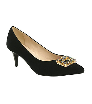 Черни дамски велурени обувки с декорация Arilda снимка