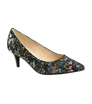 Черни дамски обувки с многоцветен принт Hestia снимка