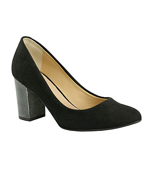Черни дамски велурени обувки с ефектен ток Jaci снимка