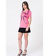 Памучна дамска розова тениска Lisa-2 снимка