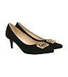 Черни дамски велурени обувки с декорация Arilda-3 снимка