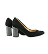 Черни дамски велурени обувки с ефектен ток Jaci-1 снимка