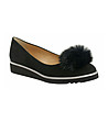 Дамски велурени обувки в черно с пухче Dotty-0 снимка