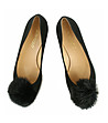 Дамски велурени обувки в черно с пухче Dotty-1 снимка