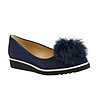 Дамски велурени обувки в синьо с пухче Dotty-0 снимка