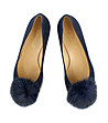 Дамски велурени обувки в синьо с пухче Dotty-1 снимка