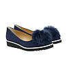 Дамски велурени обувки в синьо с пухче Dotty-2 снимка
