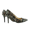 Черни дамски обувки със златисти мотиви Merina-1 снимка