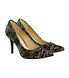 Черни дамски обувки със златисти мотиви Merina-2 снимка